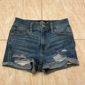 Hollister Blue Jean Ripped Shorts